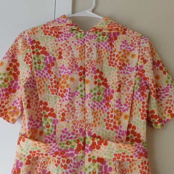 Amish Mennonite Cape Dress 36"B 31"W Vintage 60s Style Pink Orange - Picture 12 of 16